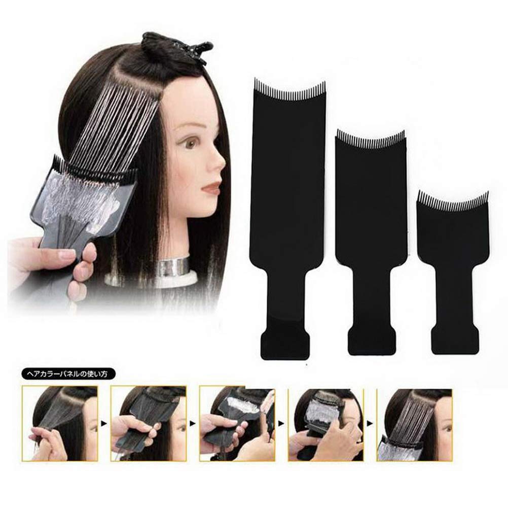 At home DIY hair dyeing process using the Pimoys flat top comb board for highlights