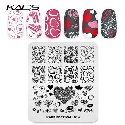 Close up of 8 by 7 centimeter KADS festival series heart design stamping plate