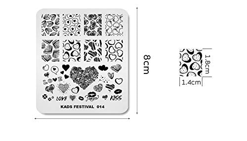 KADS festival 014 stainless steel stencil showing detailed heart patterns for nail art