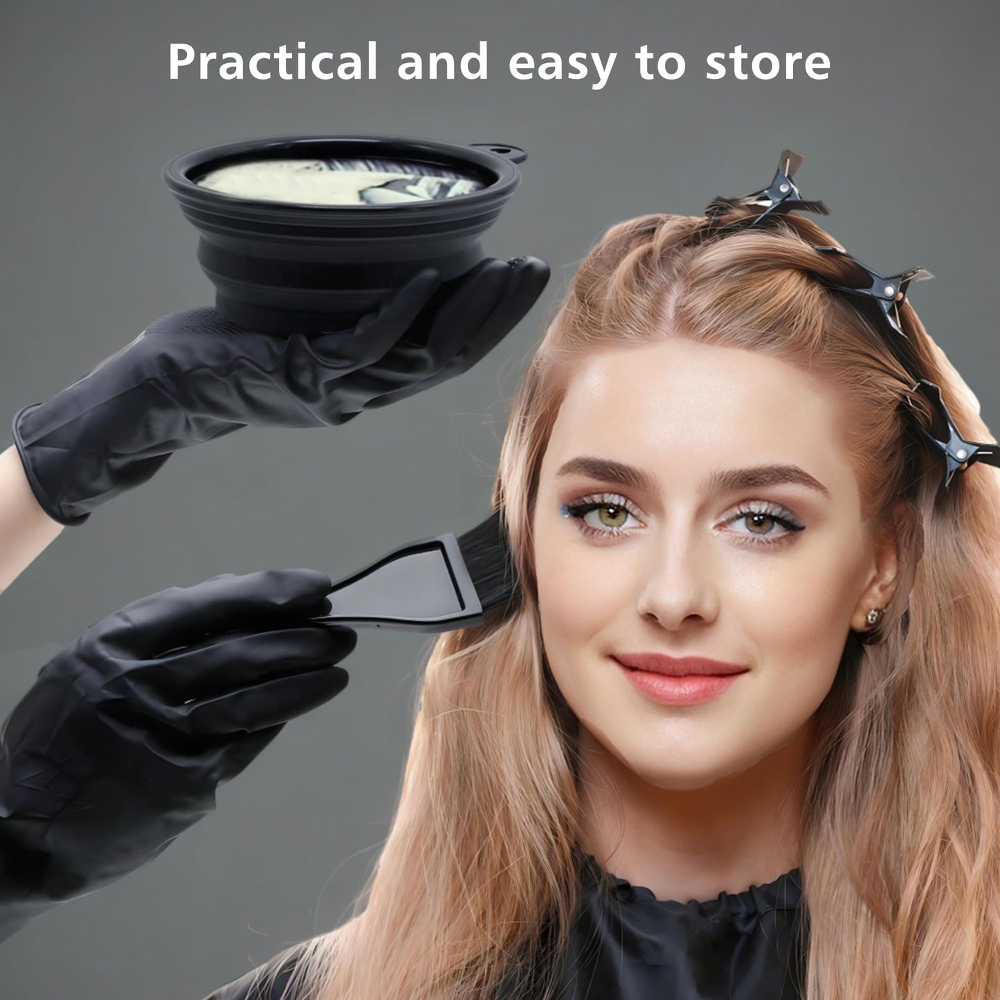 Close up of Alelusaida dual sided hair coloring comb brush for precise root application