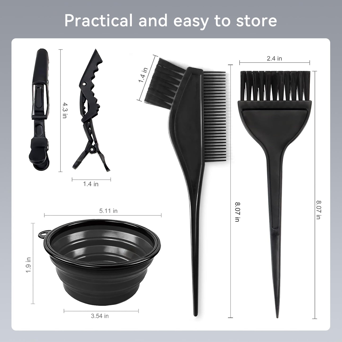 Alelusaida 15 piece DIY hair tinting accessories set neatly arranged for home salon use
