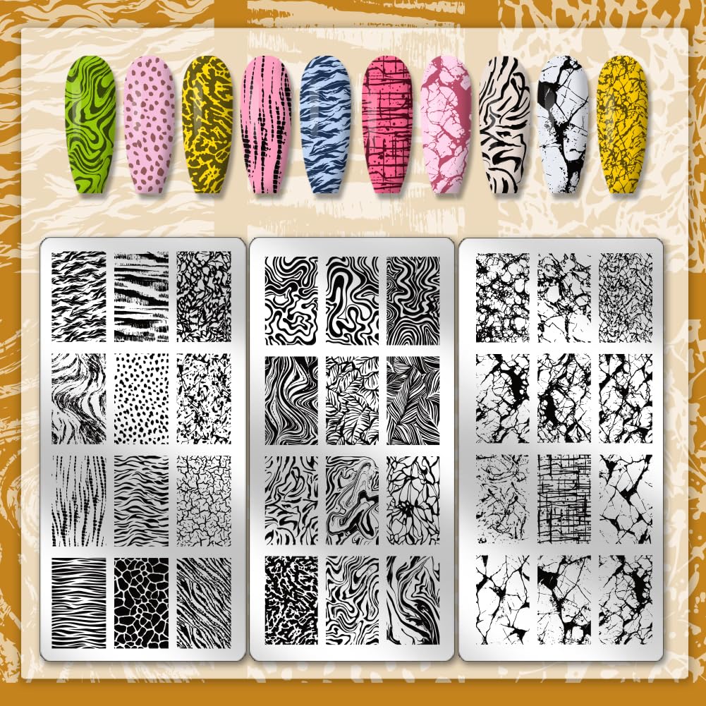 Close up of fluid line templates for abstract French manicures