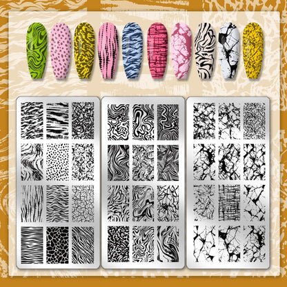 Close up of fluid line templates for abstract French manicures