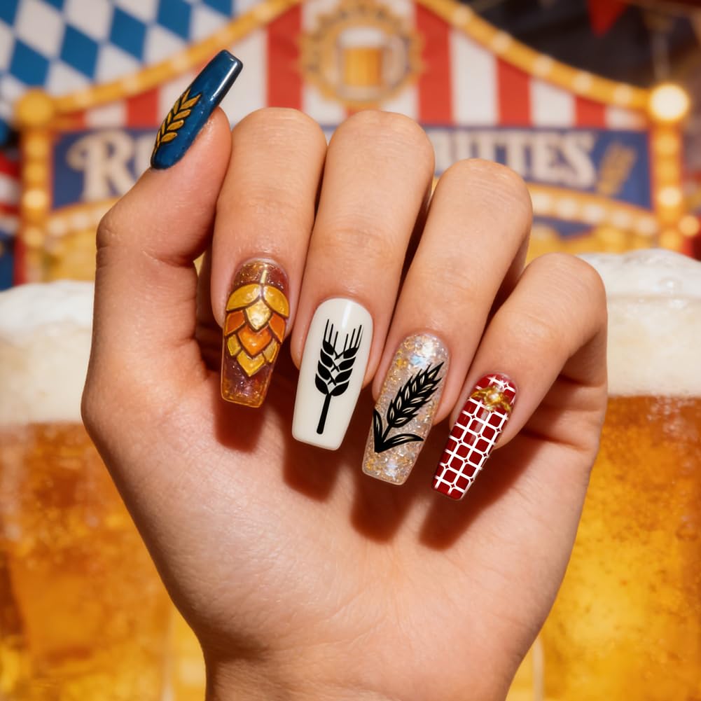 Festive party themed nail image plates displaying miniature beer glasses and texturized graphics.