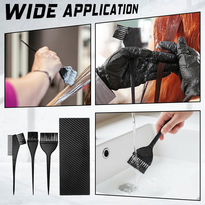 Varying sizes of professional hair dye applicator brushes included in the Exircy kit.
