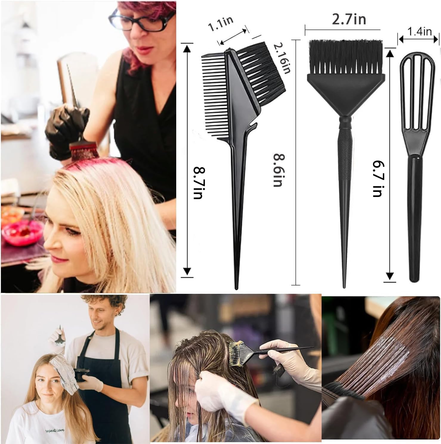 Two in one hair dye brush and tail comb applicator for neat sectioning and root touch ups