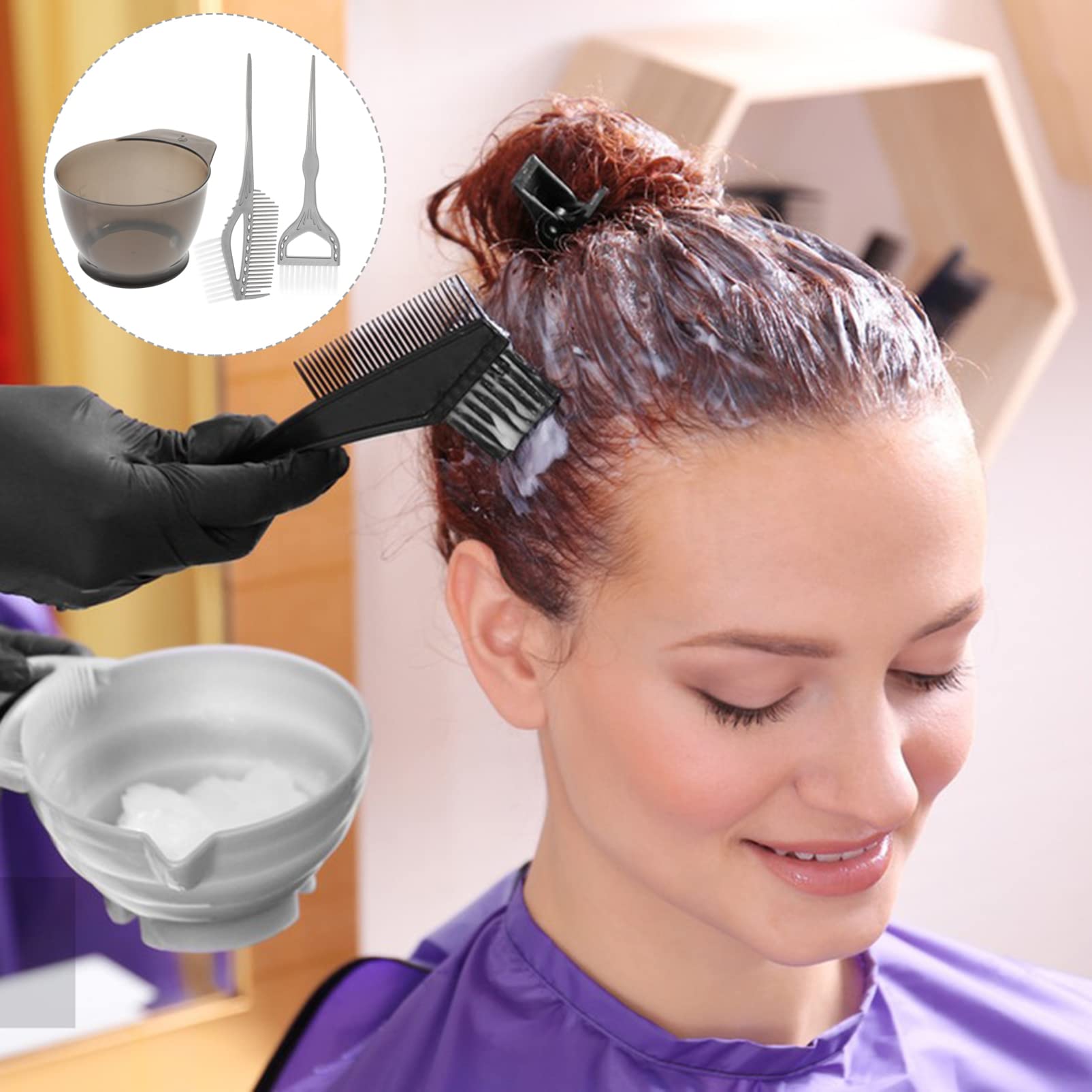 Close-up view of the Healifty hair coloring brush highlighting the flexible stiff bristles designed for even dye application.