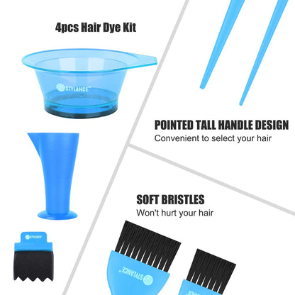 Stylance orange professional hairdressing tools spread out on white background
