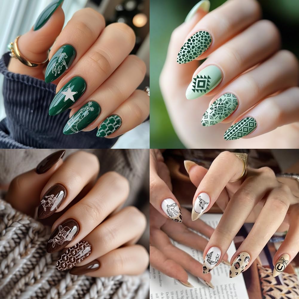 PH PandaHall western theme nail stencil collection laid out on a clean surface.