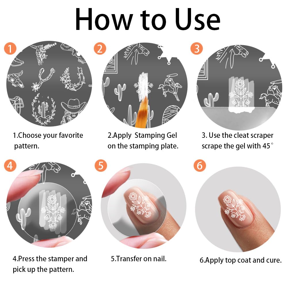 Manicure stamping plate set displaying measurements for professional home nail art DIY.