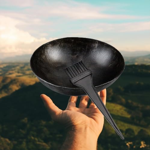 Durable iron kadhai showing three hundred milliliters capacity size