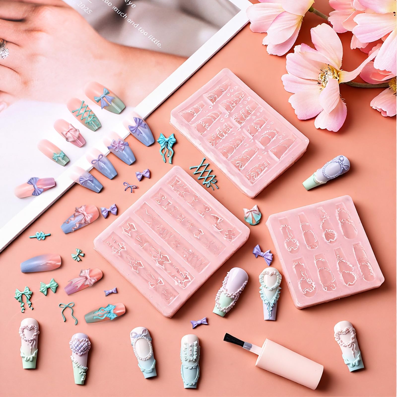 Demonstration of filling the compact Sibba stencils with gel polish for customized DIY nail art.