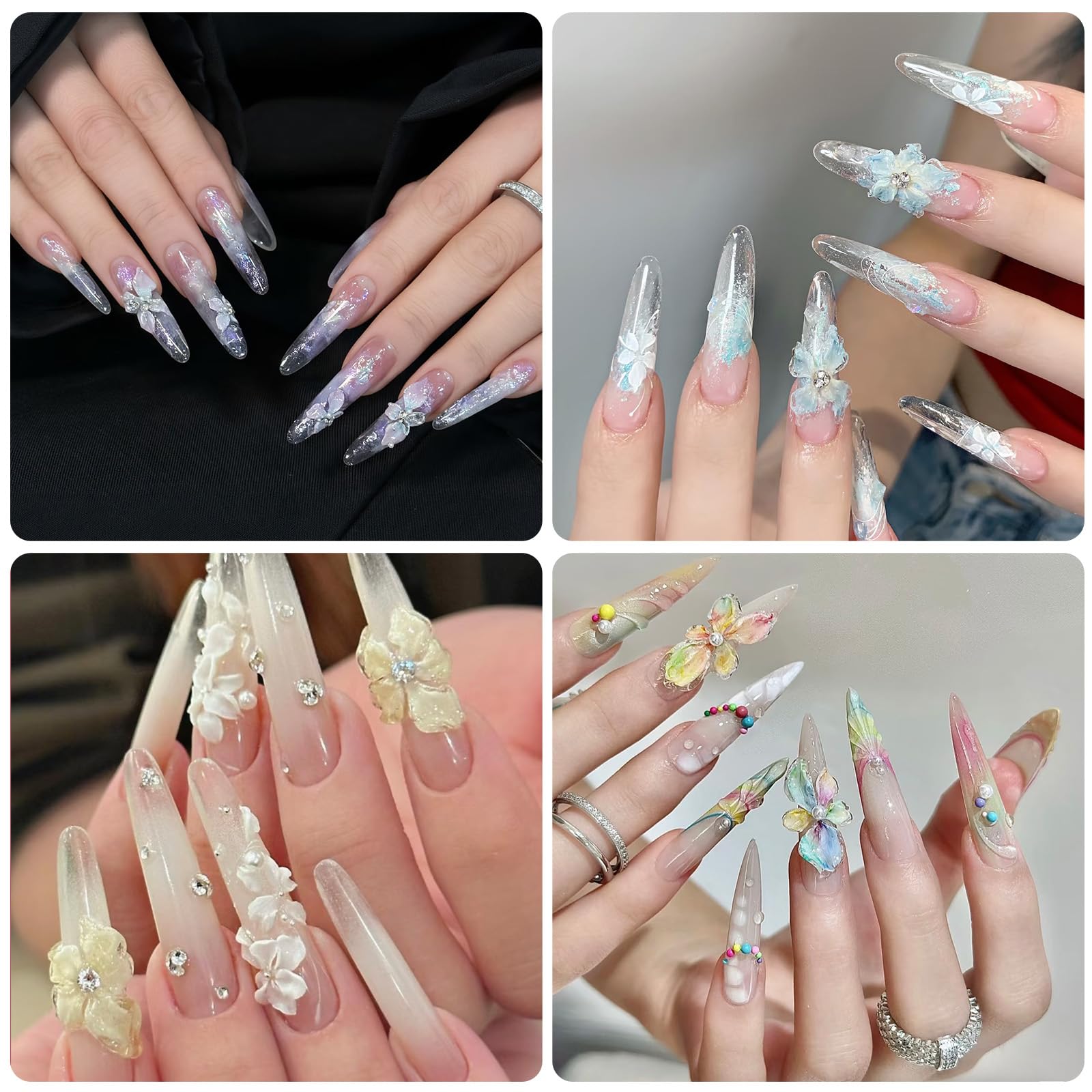 Filling the Maycreate 3D floral carving template with pink UV gel using a professional nail tool.