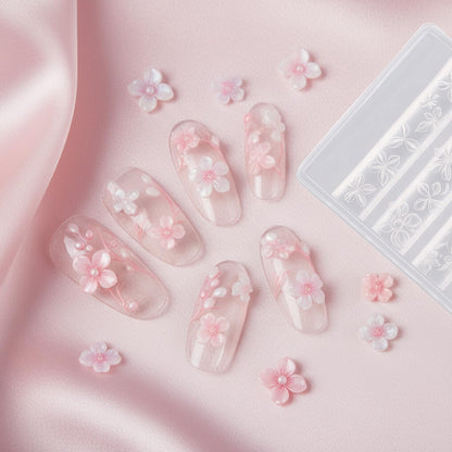 Side angle view highlighting the depth and embossed textures of the reusable silicone flower mold strips.