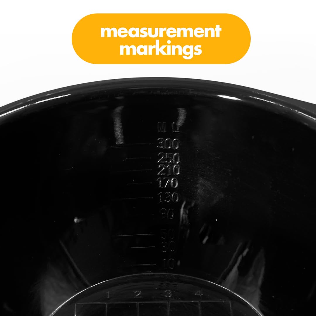 Underneath view highlighting the non slip rubber bottom base of the mixing bowl