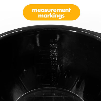 Underneath view highlighting the non slip rubber bottom base of the mixing bowl