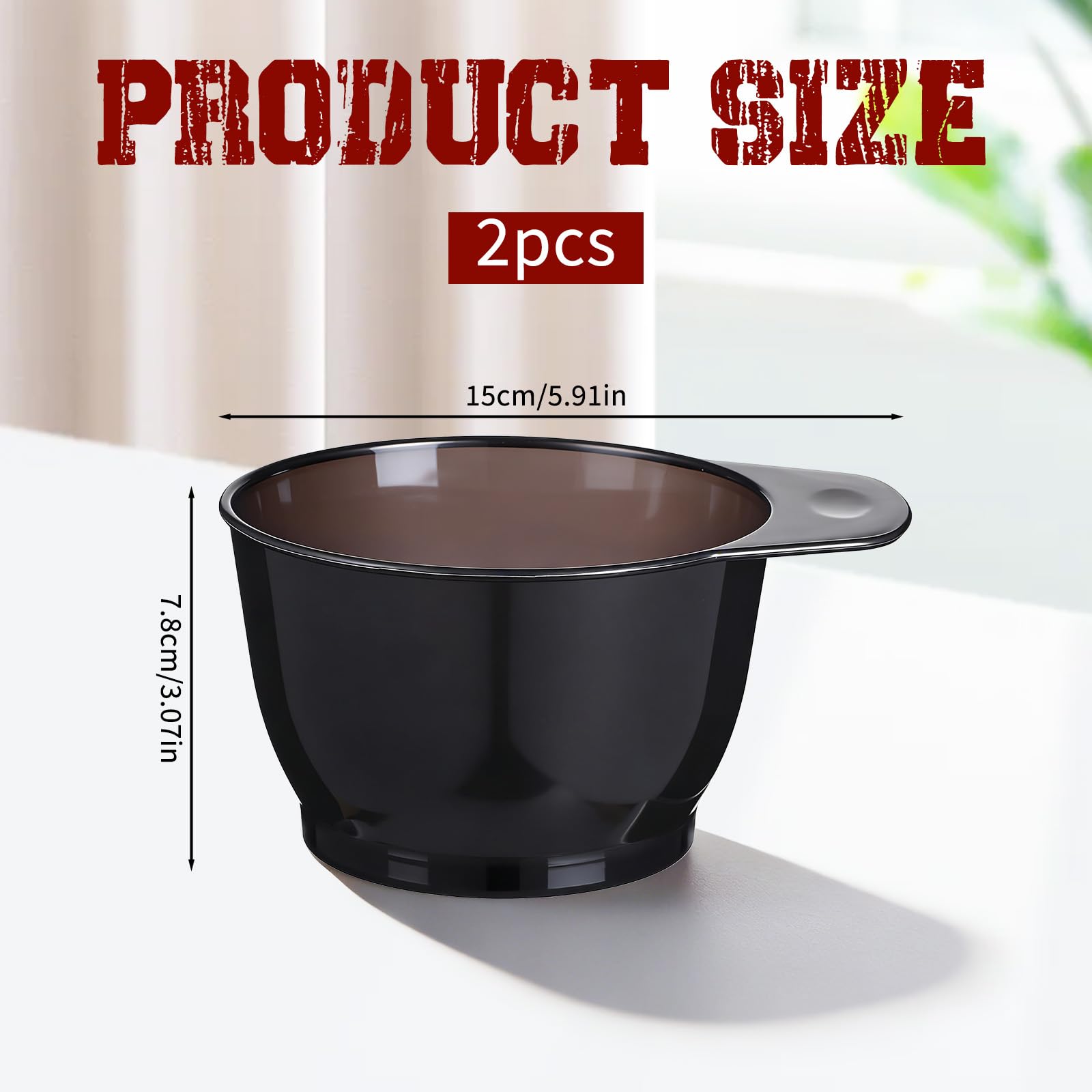 Two pieces of Qulkws salon tint bowls highlighting the integrated side handles.