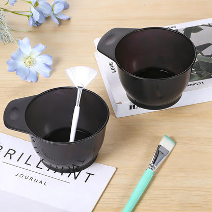 Side view demonstrating the ergonomic grip of the transparent black dye bowl.