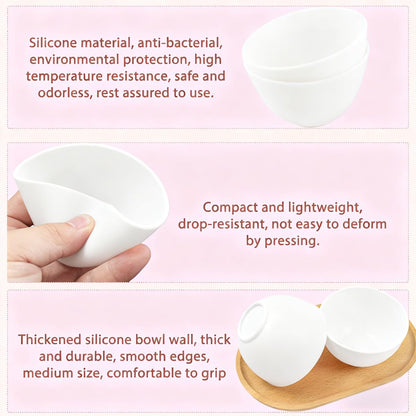 Close up view of the durable 3.3 inch flexible esthetician bowl containing mud mask mixture.