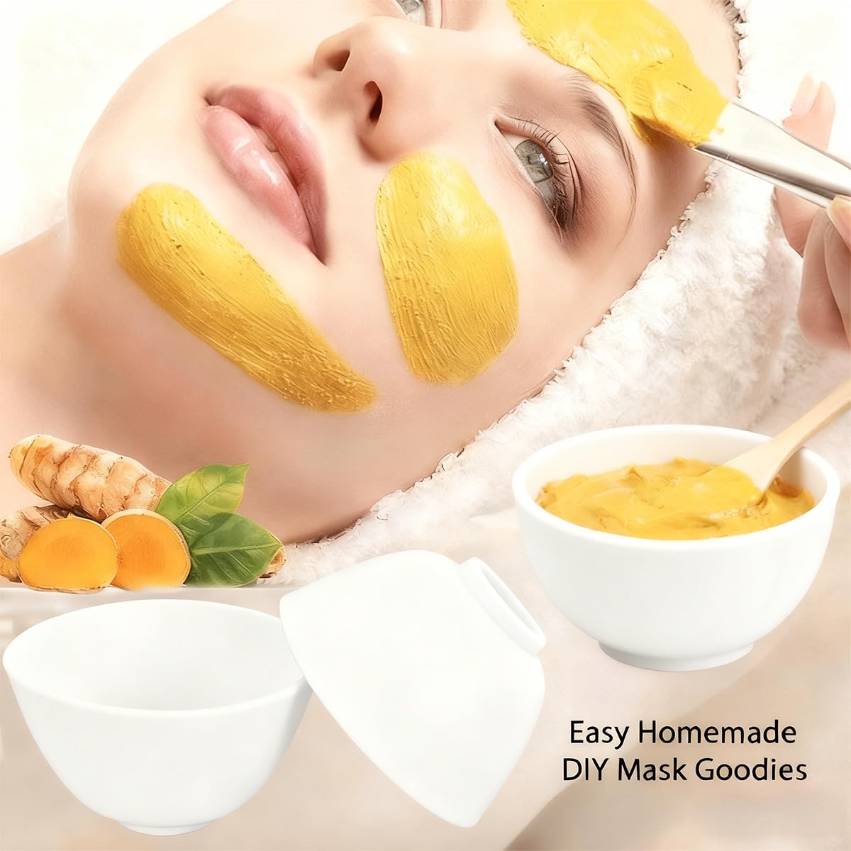 Premium white silicone face mask mixing bowl set showcasing its soft and non deforming material.