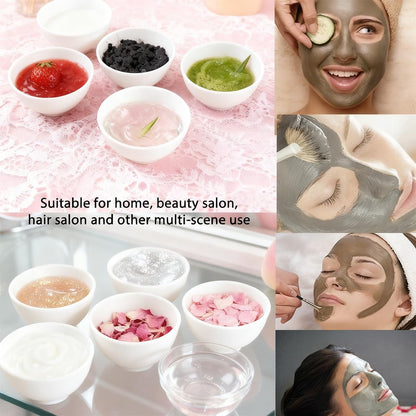 Professional salon setup featuring Healeved white mixing vessels alongside skincare tools.