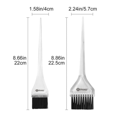 STYLANCE salon coloring tools set featuring the precision measuring cup and clear storage bag.