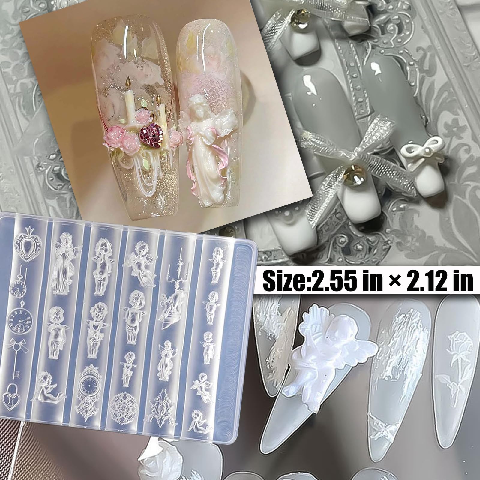 Step by step demonstration of filling the silicone template with UV gel.