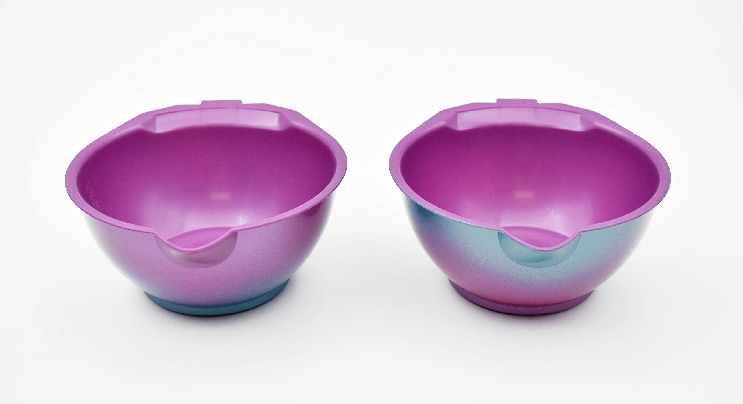 Colortrak Aurora collection stackable bowls showing inner milliliter measurements grid