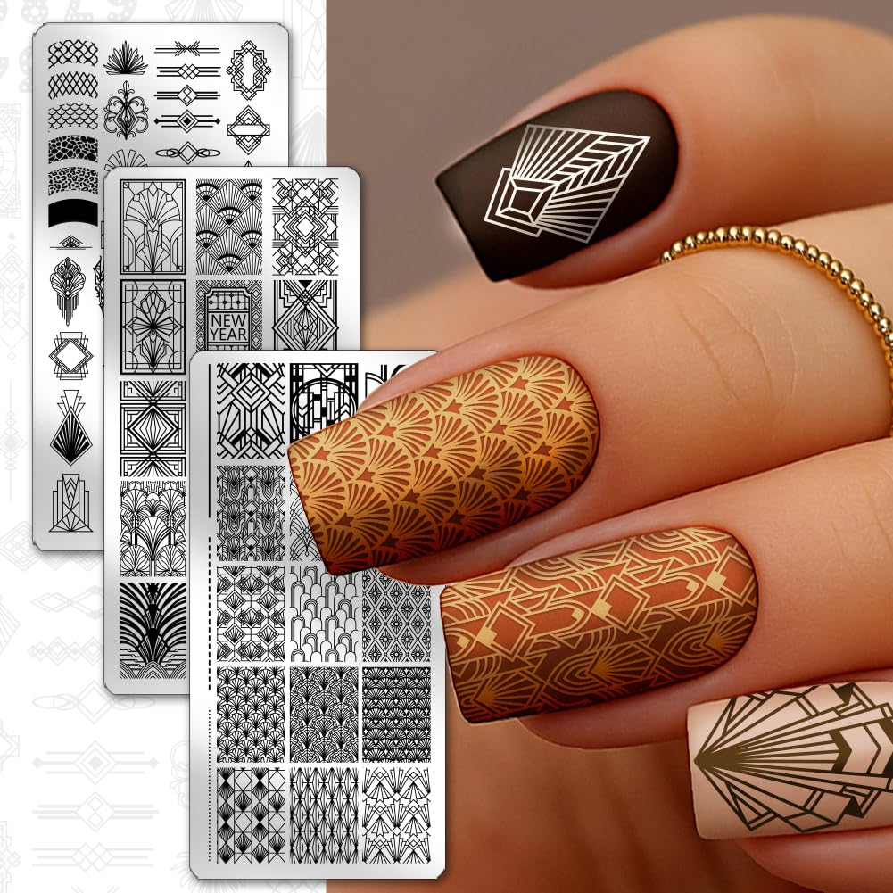 Close up of retro European window style manicure printing tool featuring number stencils.