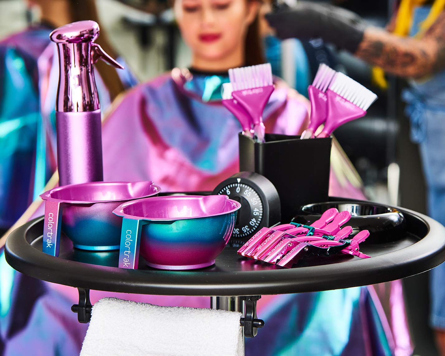Professional salon grade Colortrak mixing bowls with easy pour spout lip
