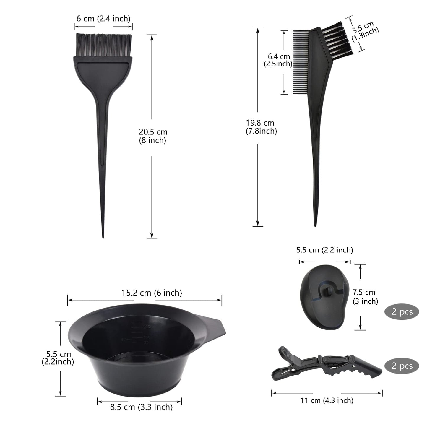 Side profile of the YTBYT salon tinting kit showcasing the stackable design of the bowl and lightweight components.