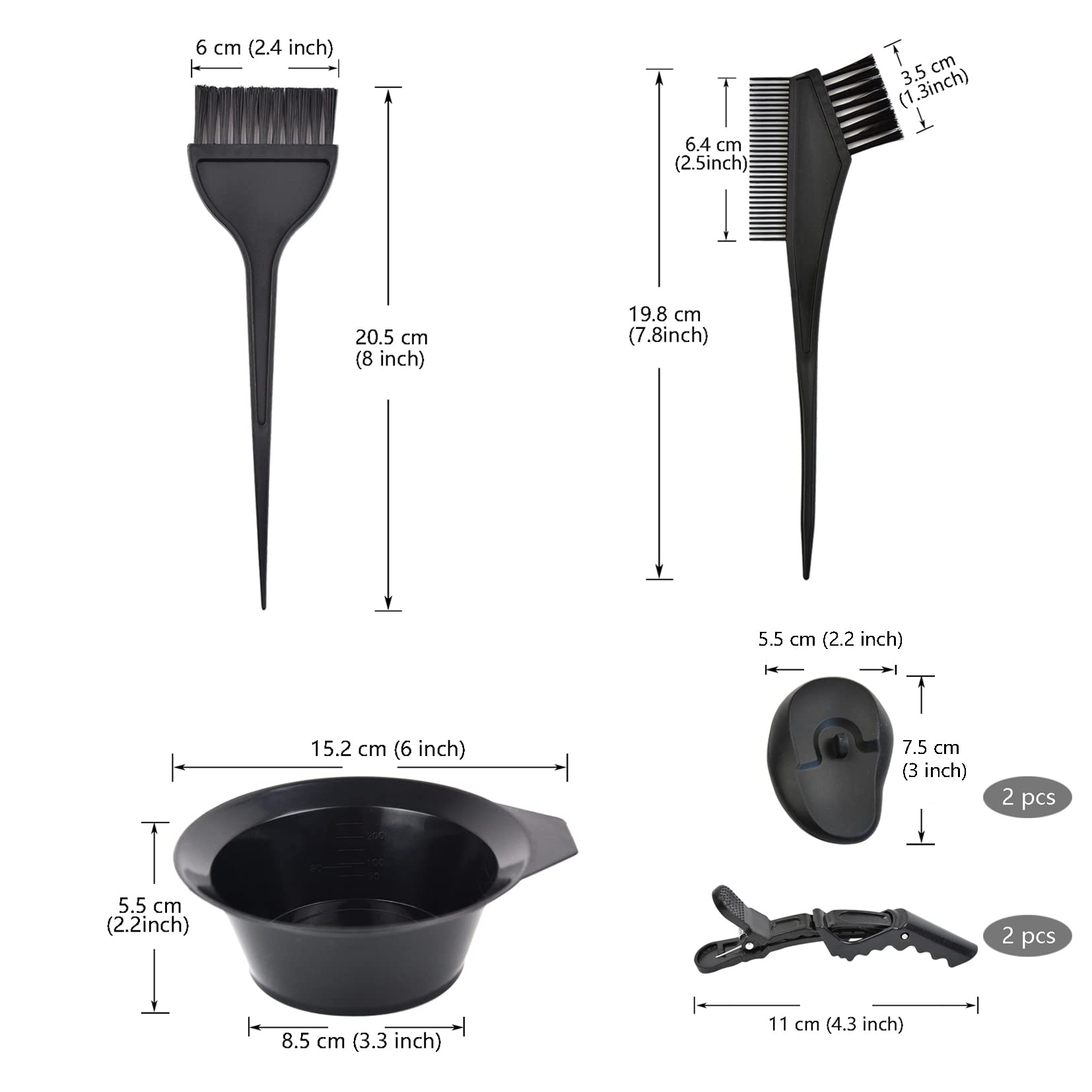 Side profile of the YTBYT salon tinting kit showcasing the stackable design of the bowl and lightweight components.