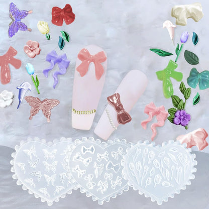 Premium quality clear silicone molds for DIY gel and acrylic manicure decorations.