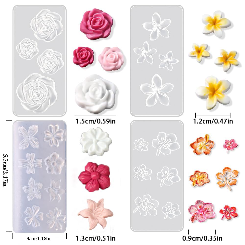 Detailed view of the 3D gel nail art carving templates showing individual rose shapes