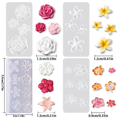 Detailed view of the 3D gel nail art carving templates showing individual rose shapes