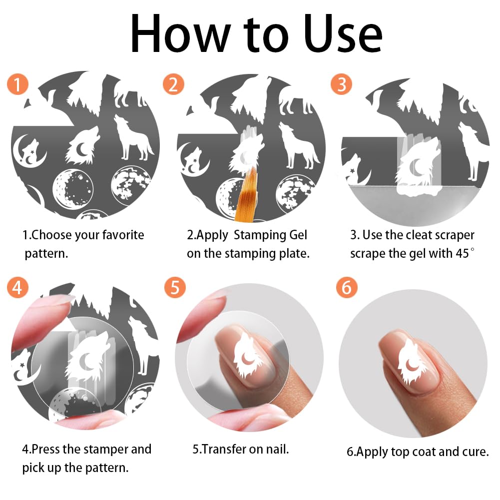 Complete premium USA imported wildlife themed nail stamping kit package contents