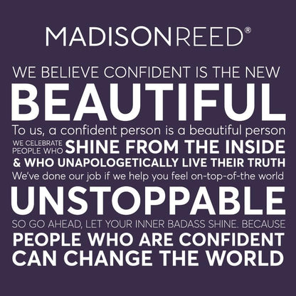 Premium imported Madison Reed at home hair coloring kit package laid out on a clean surface for easy viewing.