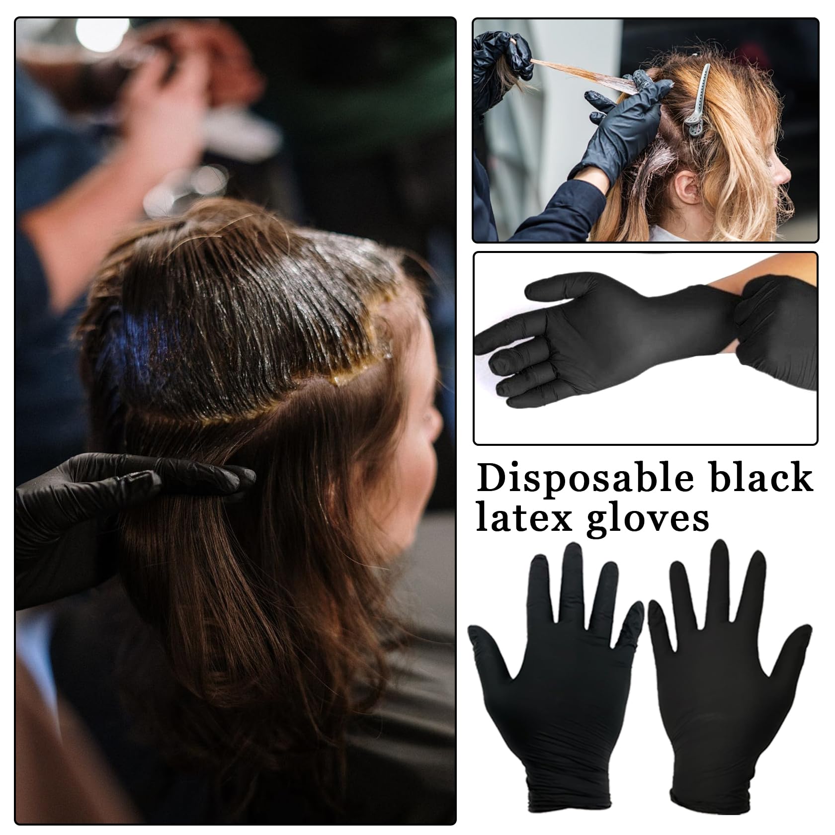 Protective gear overview featuring the salon cape ear covers and gloves included in the kit