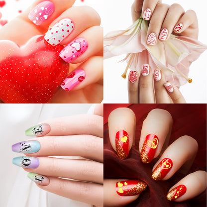 Valentine's Day themed nail art plates set for creative manicures