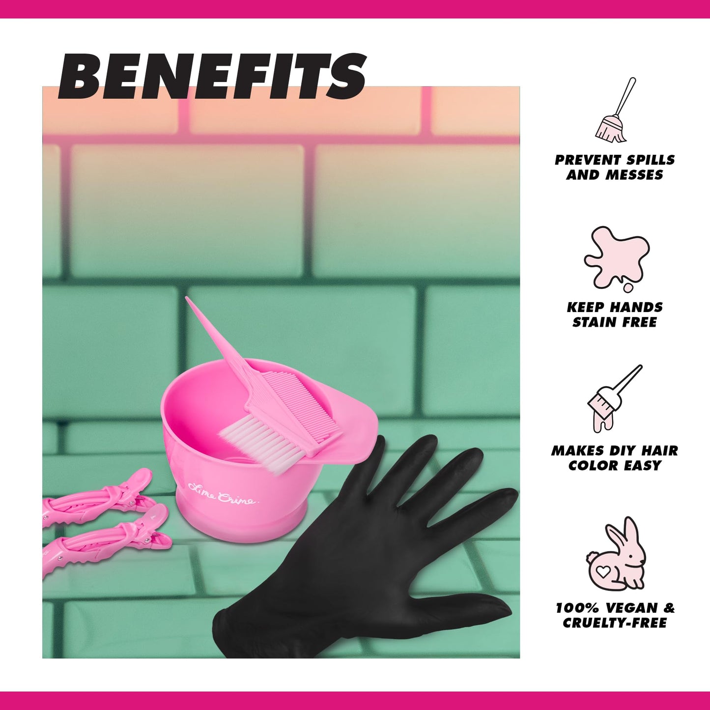 The non slip rubber bottom of the pink mixing bowl from the Lime Crime hair dye kit.