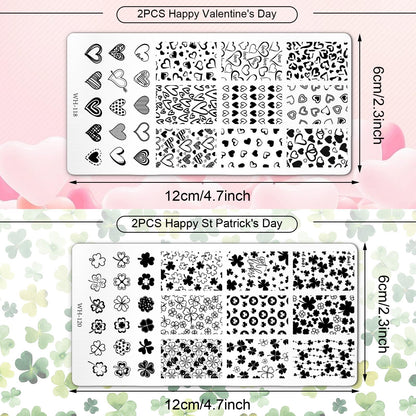 Detailed view of Valentine's Day heart designs on stamping plates