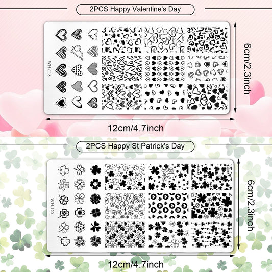 Detailed view of Valentine's Day heart designs on stamping plates