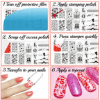 Complete nail stamping kit set for creative manicure art
