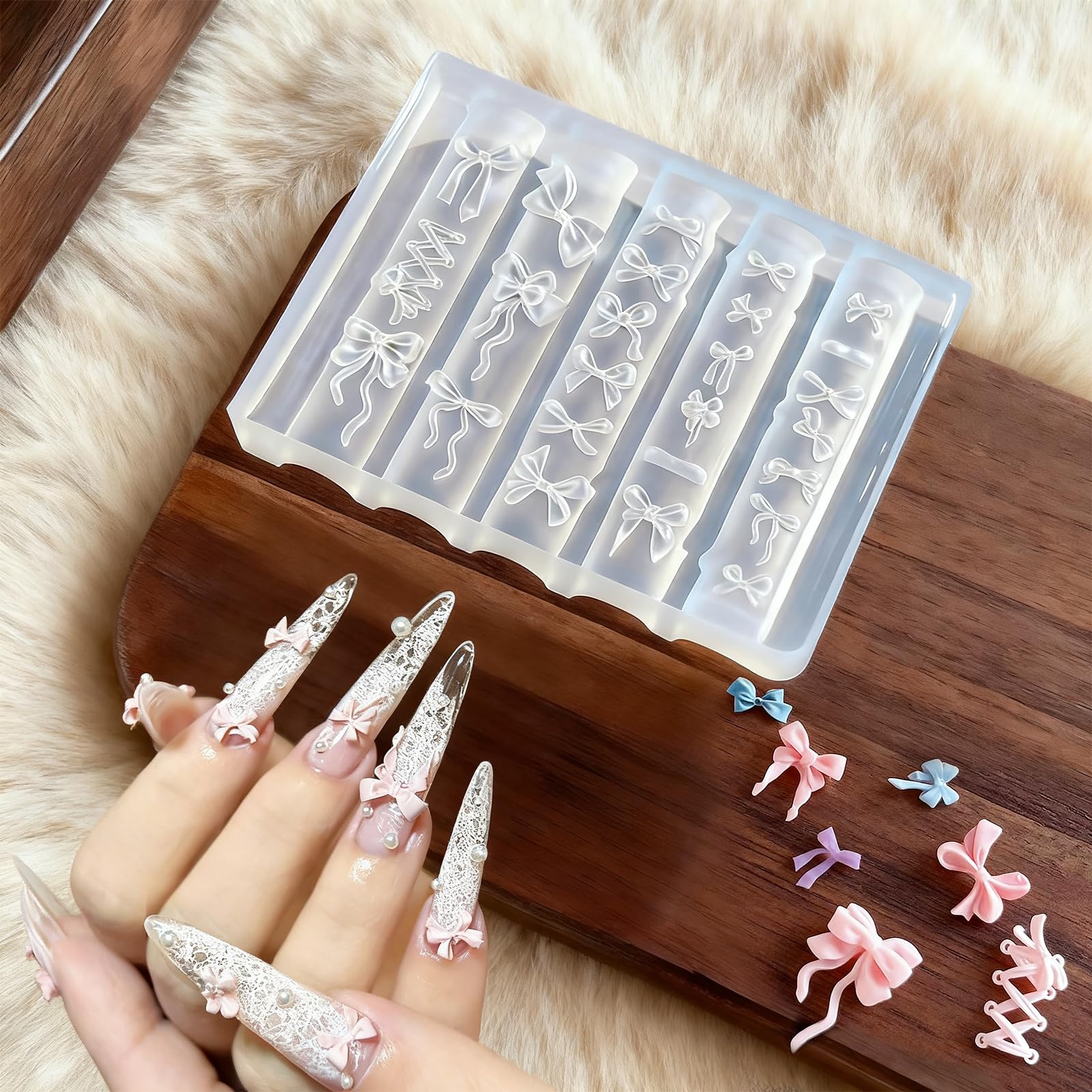 Demonstration of curing poly gel inside the reusable manicure carving templates resin mold