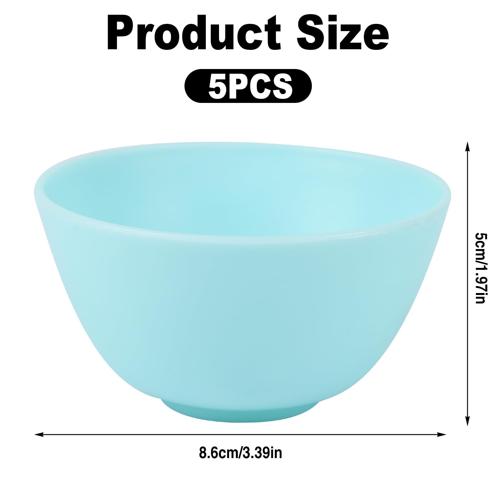 Five piece reusable silicone skincare containers showing flexible material being squeezed