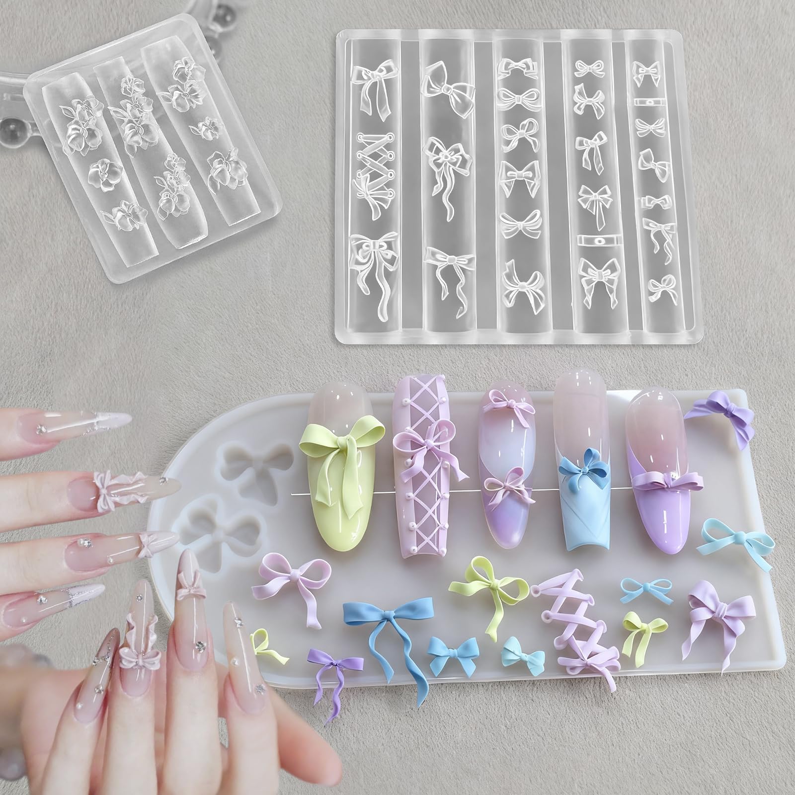 Close up showing the texture of the soft clear silicone material used for nail embossing