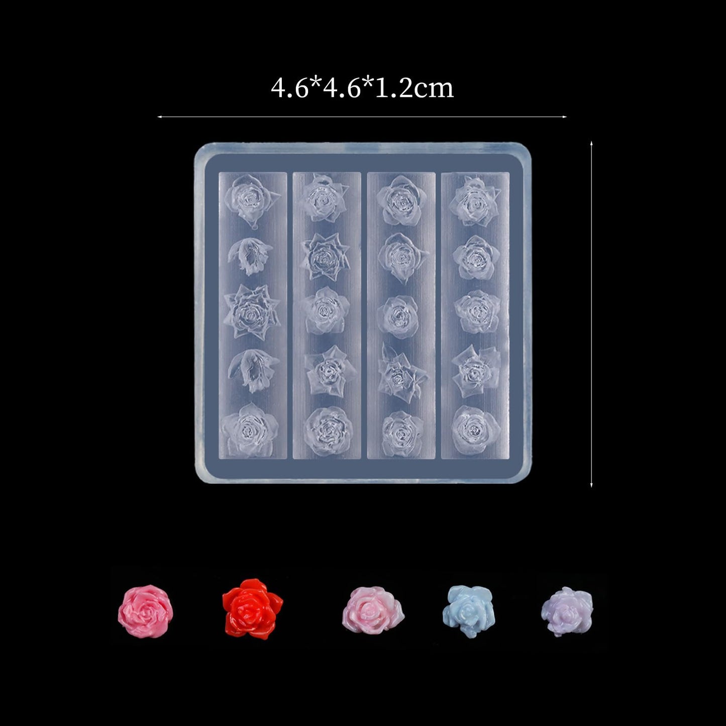 Lifoost 3D floral art template used with white acrylic powder for raised nail accents