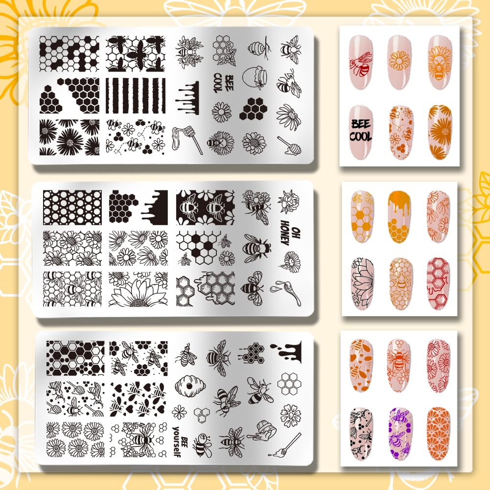 Stainless steel nail stamping plates showing intricate designs