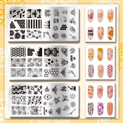 Stainless steel nail stamping plates showing intricate designs