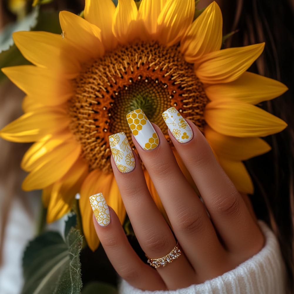 Demonstration of honeycomb nail art design on finger